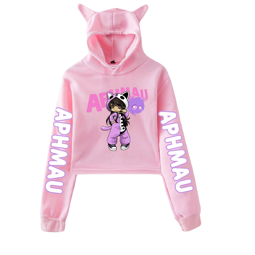 Aphmau Merch Pullover Gato Recortado Hoodie Topo De Colheita Hoodies Femininos 90s Meninas Jovens Harajuku Kawaii Roupas