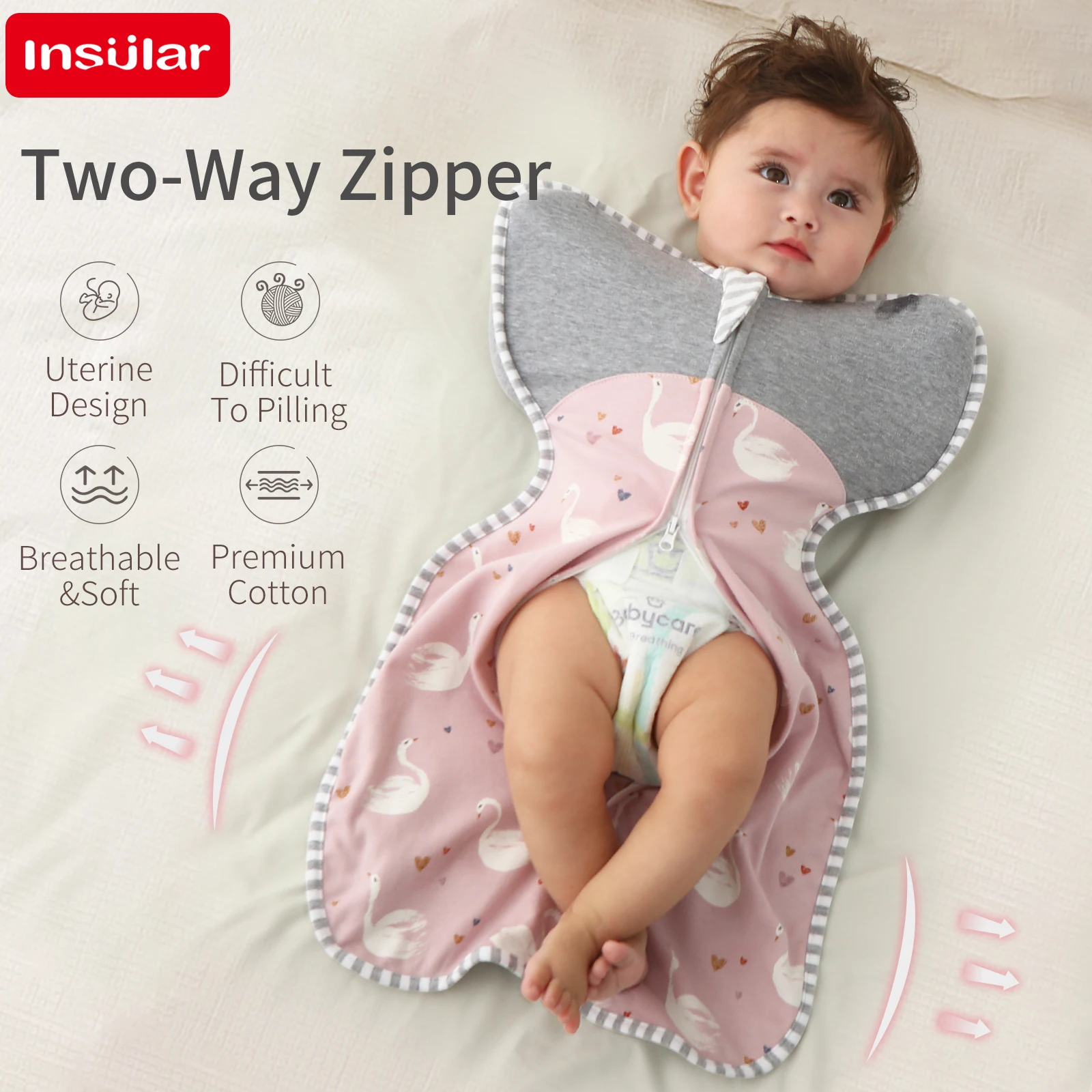 Ropa de dormir INSULAR para recién nacidos, sacos de dormir para bebés, saco de dormir infantil 100% algodón, antigolpes, antipatadas, práctico, transpirable, 4 estaciones