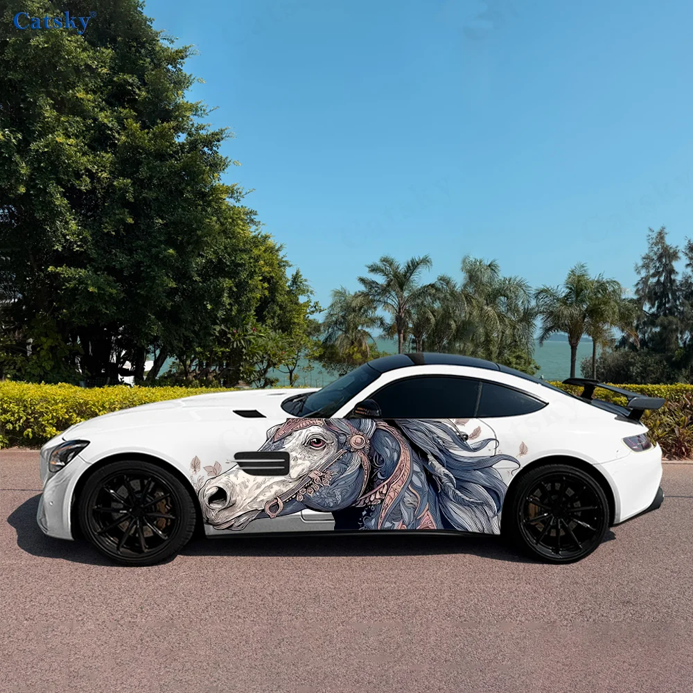 

Ferghana Horse Colorful Car Vinyl Wraps Decal Self-adhesive PVC Sticker Suitable for Trucks SUV Decoration Auto Accessories Gift