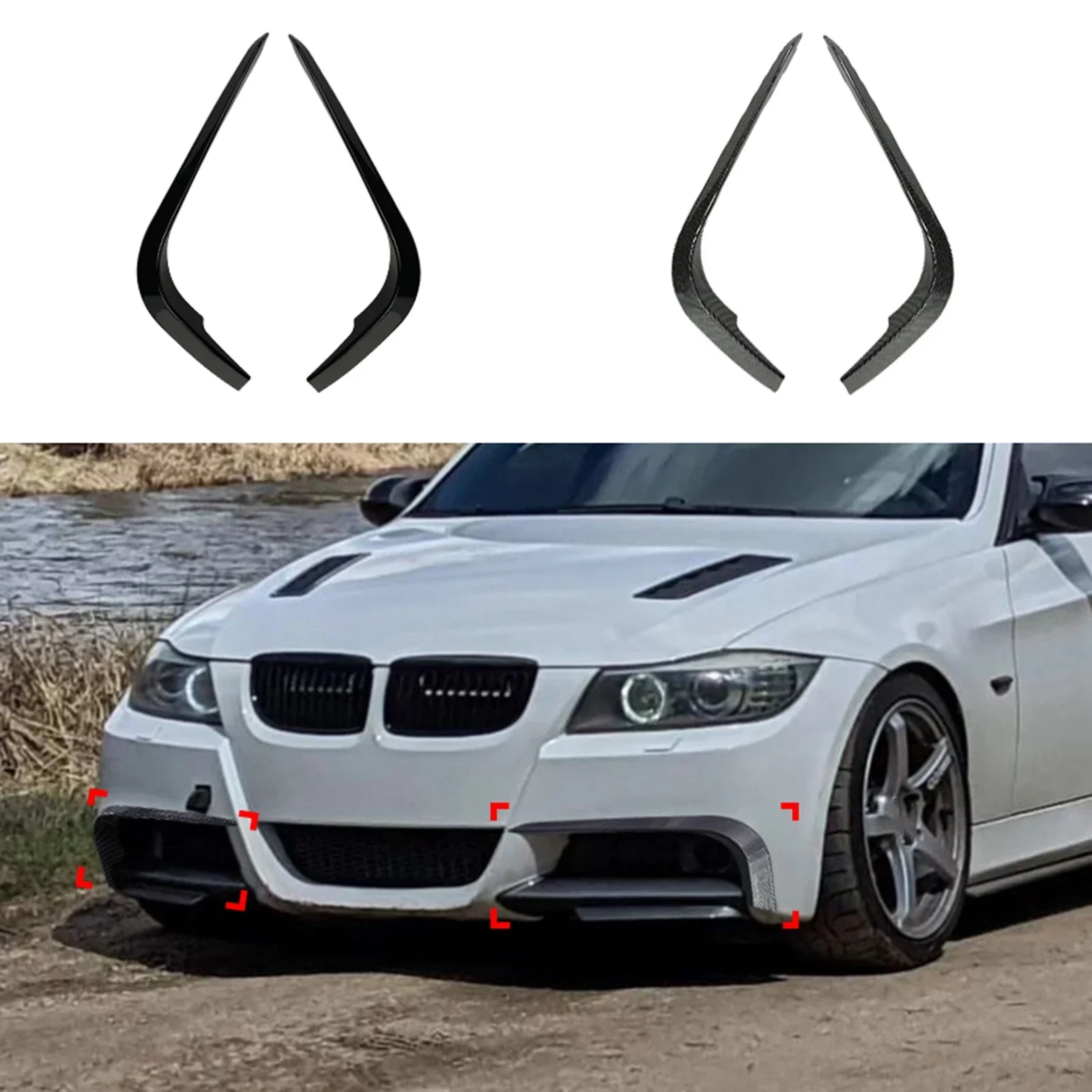 

New！ Front Bumper Side Air Vent Intake Frame Cover Trim Splitter Canard For BMW 3 Series E90 E91 M-Tech Pre-LCI 2005-2008 Sport