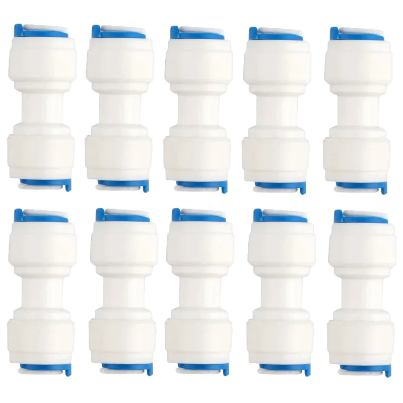 3/8 Inch To 3/8 Inch Straight Union Quick Connector For Water Purifiers Tube Push To Connect Fitting,10Pcs.