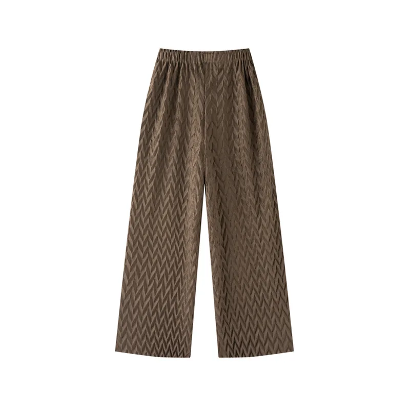 Miyake Plissé Printemps Nouveau 2026 Mode Pantalon Ample À Jambes Larges Femme Taille Élastique Cent Pantalon Décontracté