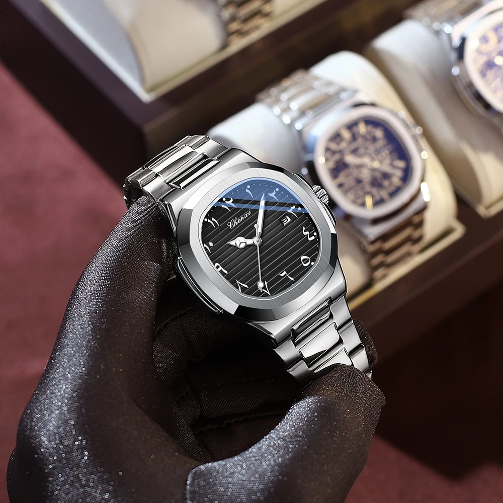 Business Couple Watches Fashion Date Display Quartz Watch For Man Woman Waterproof Stainless Steel Luminous His and Hers Watches