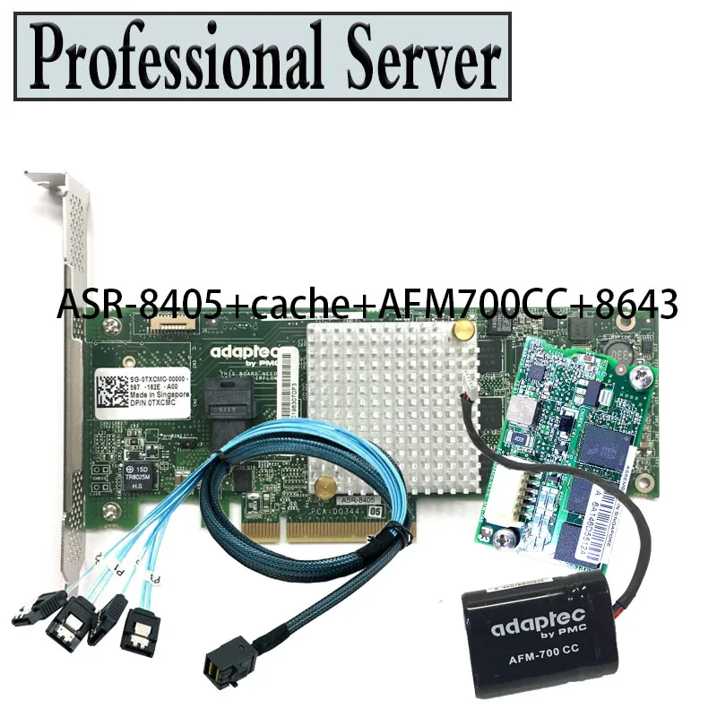 Imagem -01 - Adaptec-cartão Controlador Raid com Bateria e Cabos Sata Asr8405 2277600-r Kjx16 Txcmc 12 gb s Sas Sata Sata