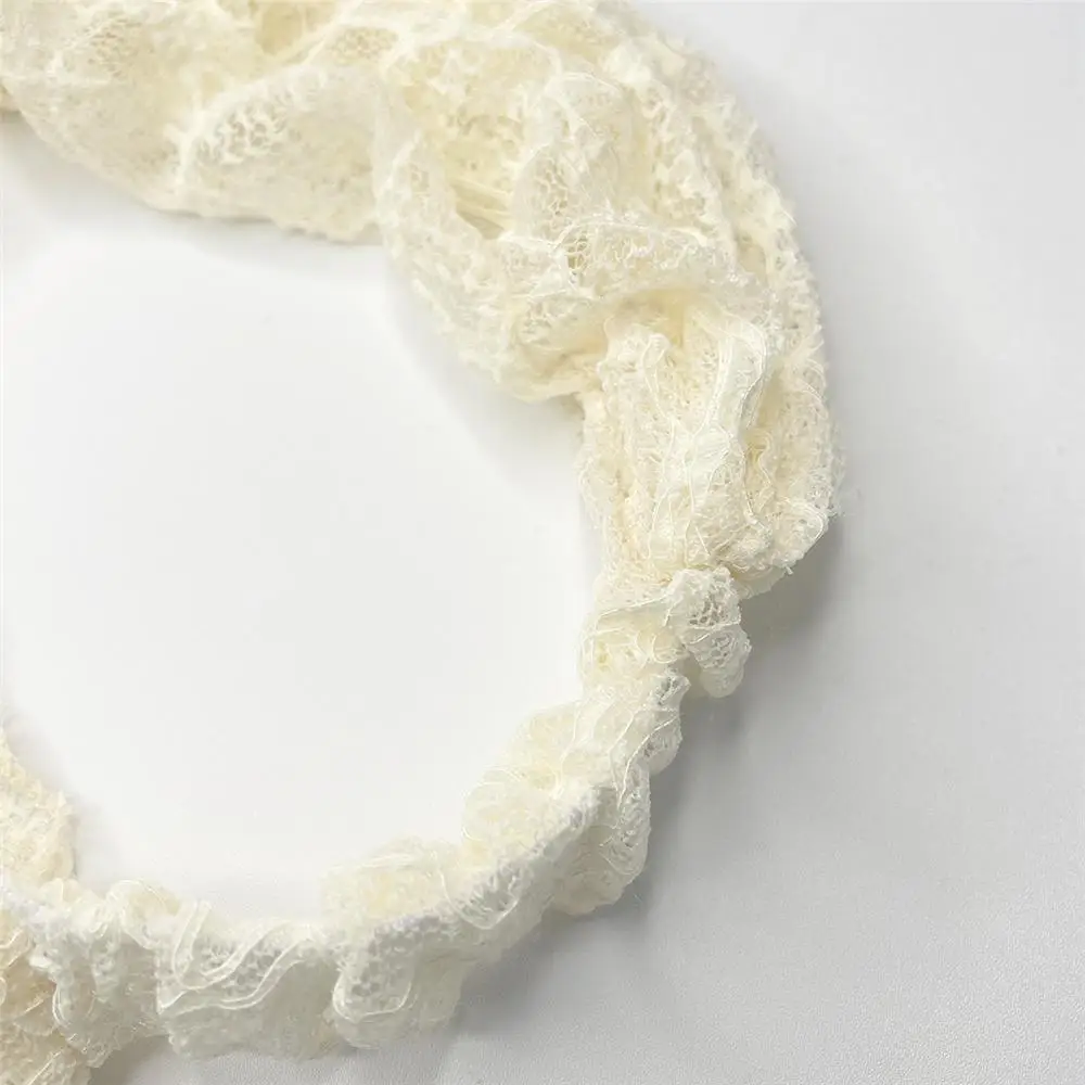 Spring Summer Mesh Lace Headband Hollow-out Lightweight Lace Hairband Cap Styling Breathable Elastic Hair Wrap for Women