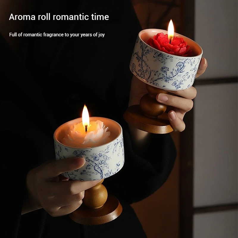 Aromatherapie kaars met houder Rookloze beker Natuurlijke plantenwas Verjaardagsfeestje Bruiloft Romantisch cadeau Geurkaars