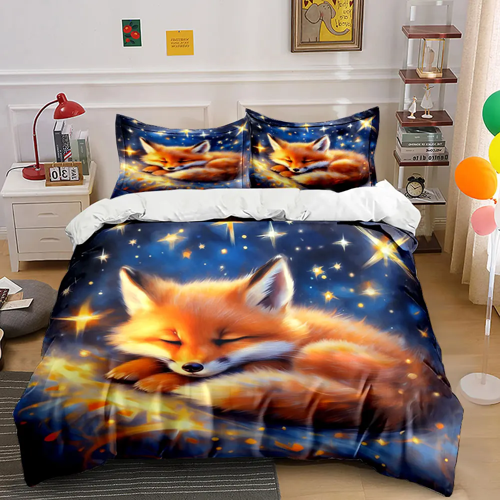 

Cozy fox in dreamy starlight Print Soft Comfortable Duvet Cover Bedding Set Included 1*Duvet Cover 2*Pillowcases Luxury gifts
