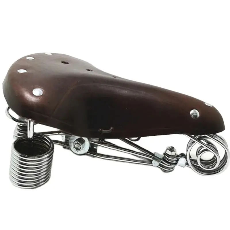 

FREE-Bicycle Saddle 100% Pure Leather Spring Old Style Outdoor Riding Accessories Multiple G46