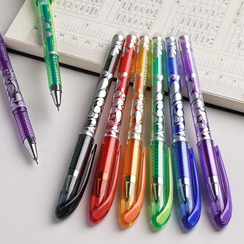 Стираемые гелевые ручки, 6 цветов, чернила, гладкие ручки для письма, тонкая точка 0,5 мм, с 30 стержнями, исчезающие для рисования и письма