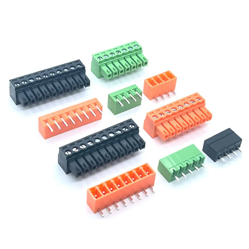 10pcs 2EDG-3.81mm plug-in PCB wiring terminal 15EDGK/VC/RC straight needle curved needle black gray green orange yellow