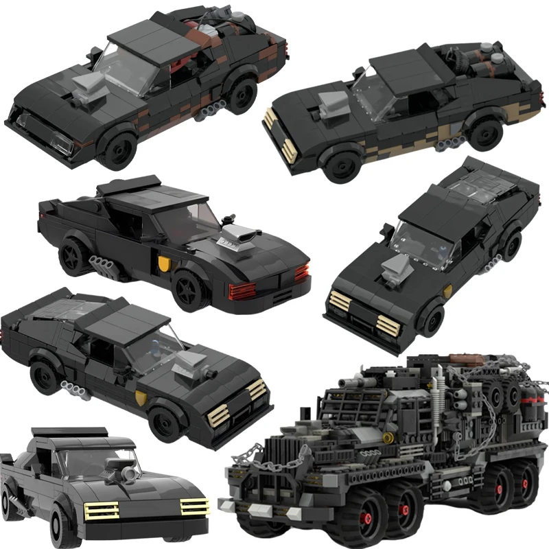 MOC Hot Movie Vehicle War Equipment Building Blocks Kids Assembly Toys Maded Max V8 Interceptor Car Model Boy's Birthday Gift