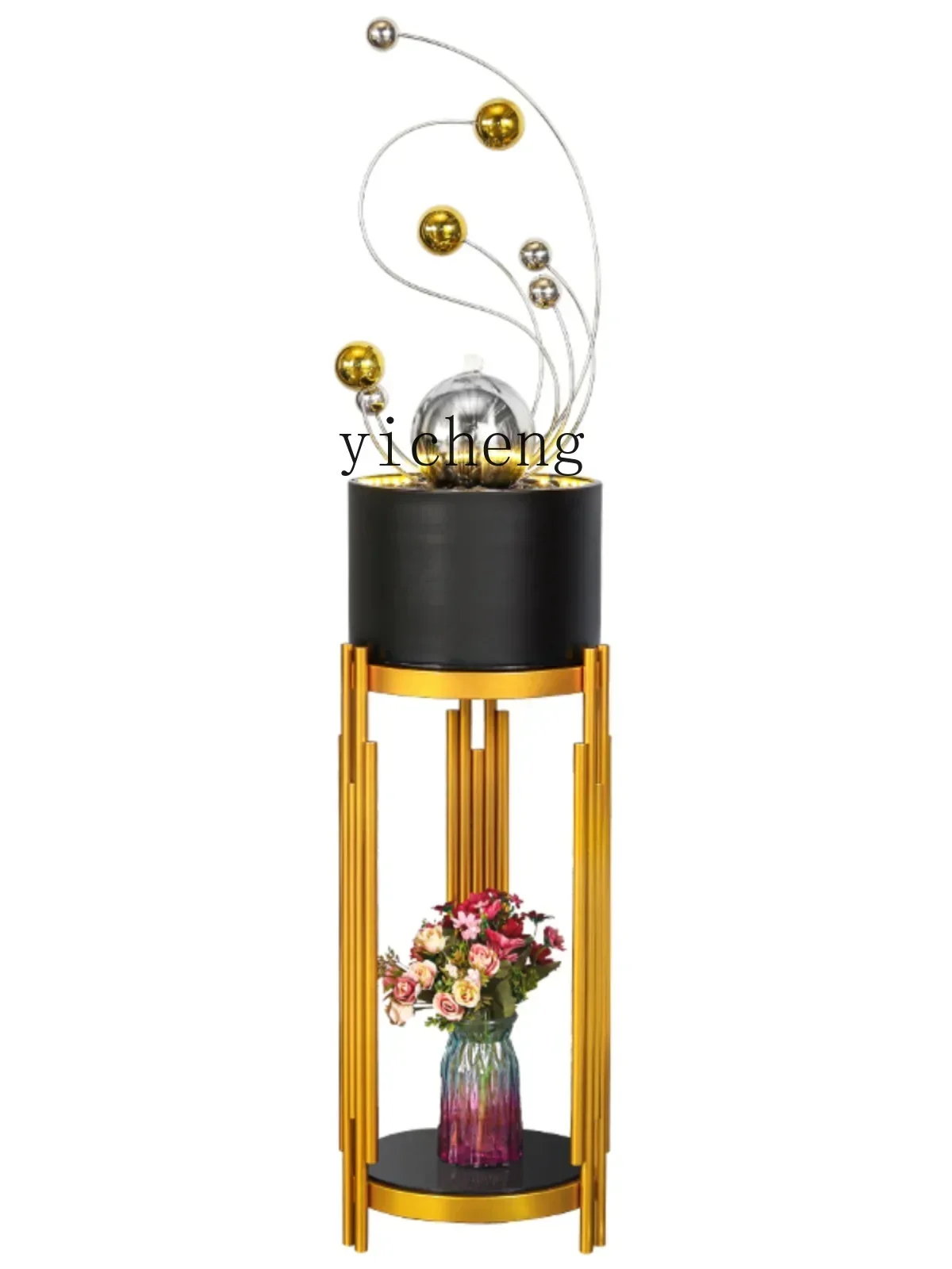 Modern Light Luxury Flowing Water Generates Wealth Ornament Desktop Fountain Living Room TV Cabinet Tea TableX24