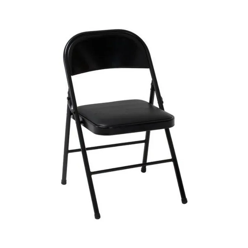 

Deluxe Vinyl Padded Seat and Metal Back Folding Chair, Black