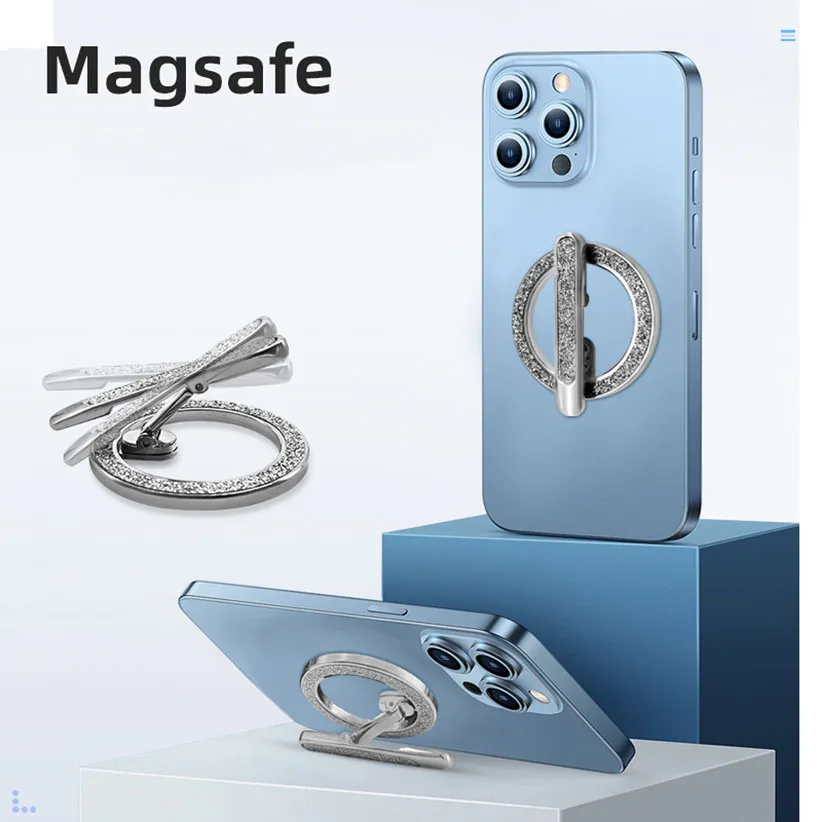 

Mobile Phone Grip With Holder,Magnetic Phone Handle for MagSafe Phones, [Bidirectional Holder] Metal Glitter Holder For iPhone