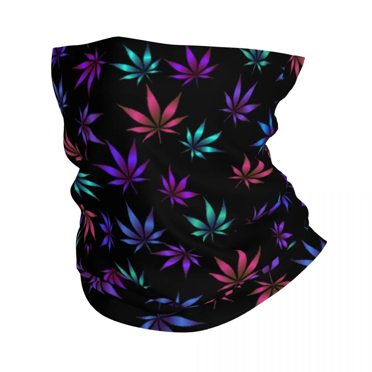 Psychedelic Leaf Colors Pattern Bandana Neck Cover Printed Leaves Wrap Scarf Warm Cycling Scarf Running Unisex Adult Breathable