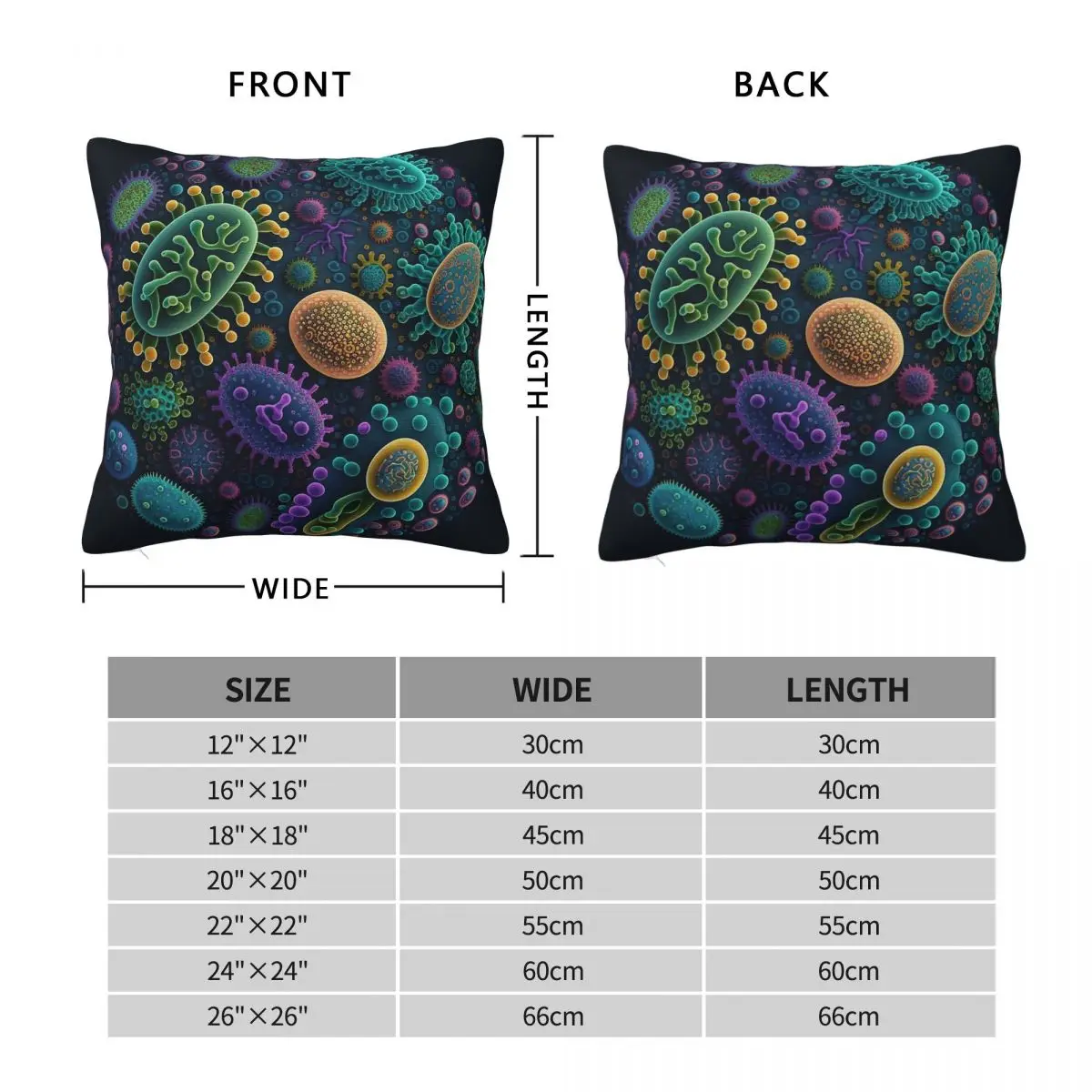 Bacteria Intricate Structures Pillowcase Polyester Linen Velvet Pattern Zip Decor Car Cushion Cover