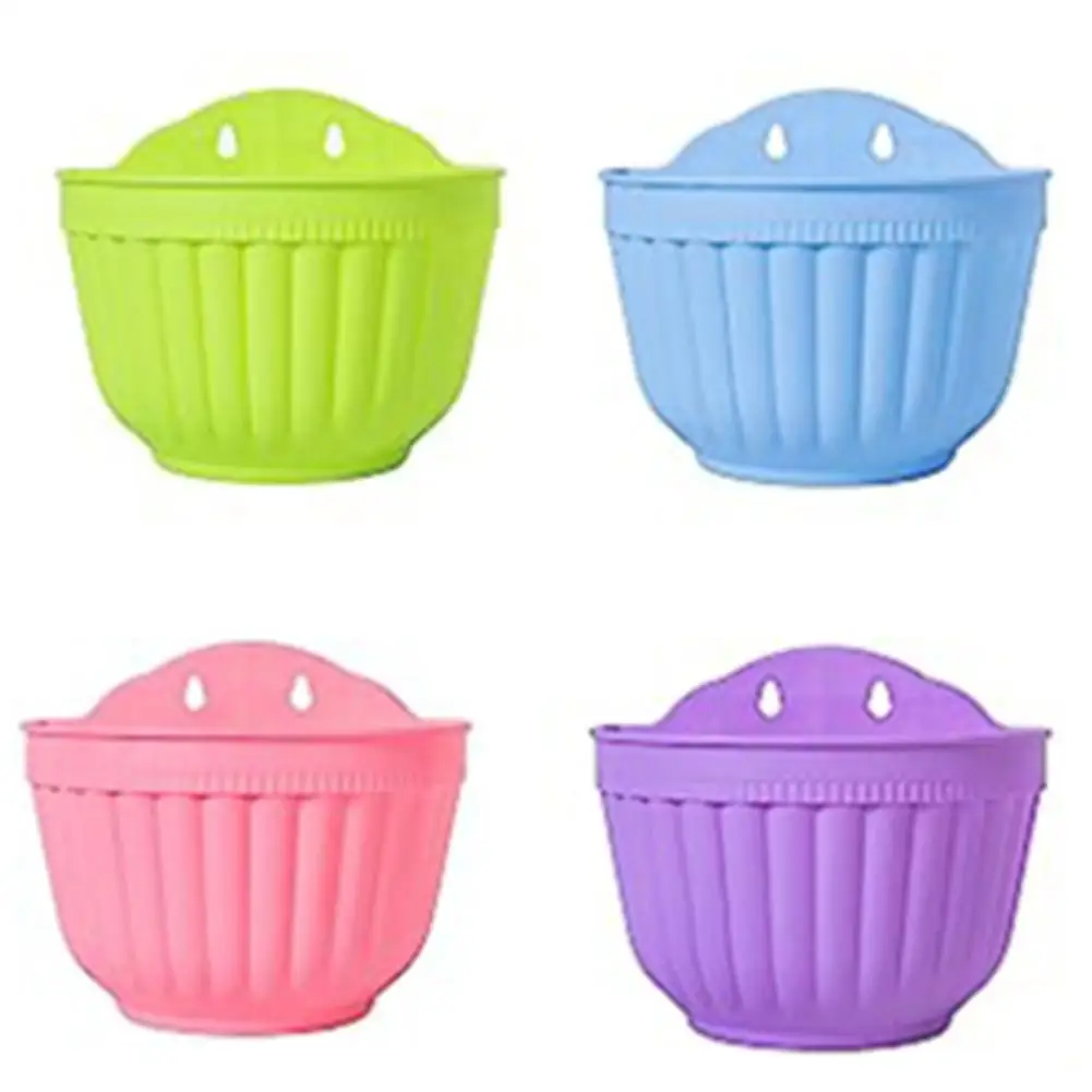 Wall Hanging Resin Pot Colorful Green Plant Semi-Circular Flower Pot With Hook Wall-mounted Flower Pots, Fleshy Green Plant Pots