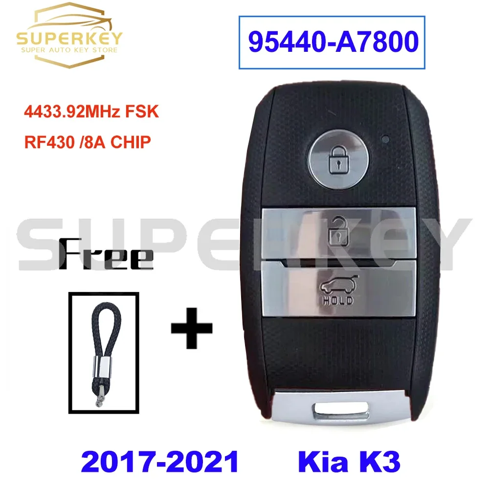 

SUPERKEY для 2017 2018 2019 Kia k3 95440-A7800 БЕСКЛЮЧЕВОЙ смарт-ключ для автомобиля 433 МГц RF430 DST AES 8A чип