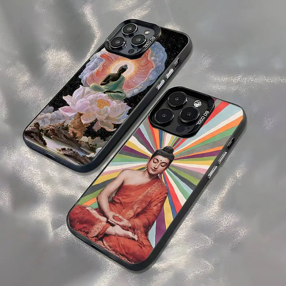 

The Buddha For iPhone 17,16,15,14,13,12,11,Pro,MAX,Plus Black Shockproof Candy Matte Cover