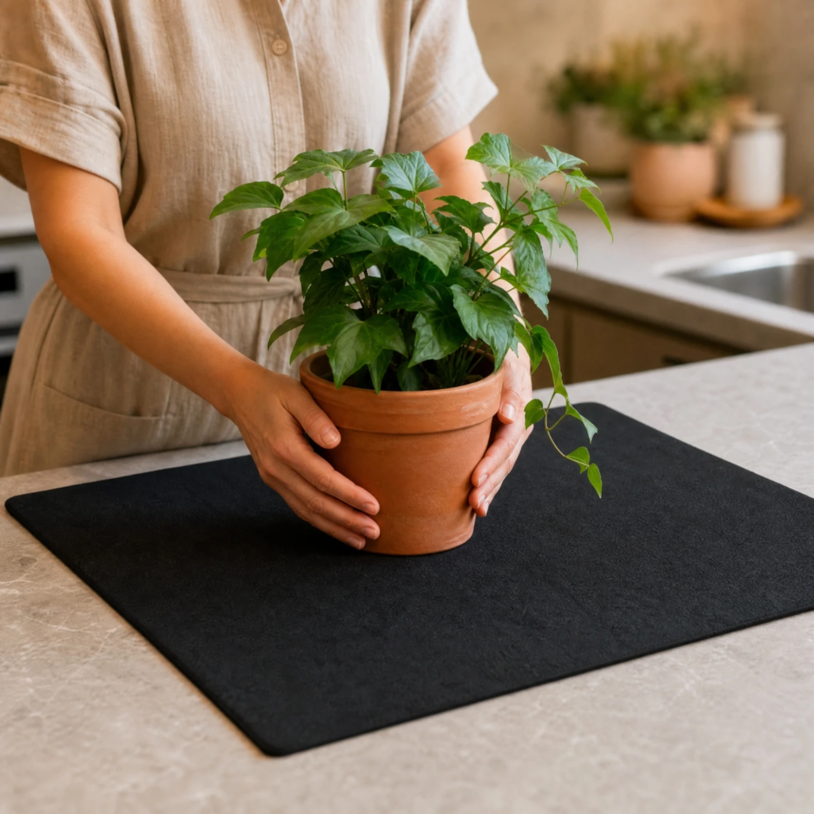 Capillary Mat with Plant Labels Breathable Synthetic Fiber Capillary Watering Mat Gardening Tool Easy to Clean Cuttable