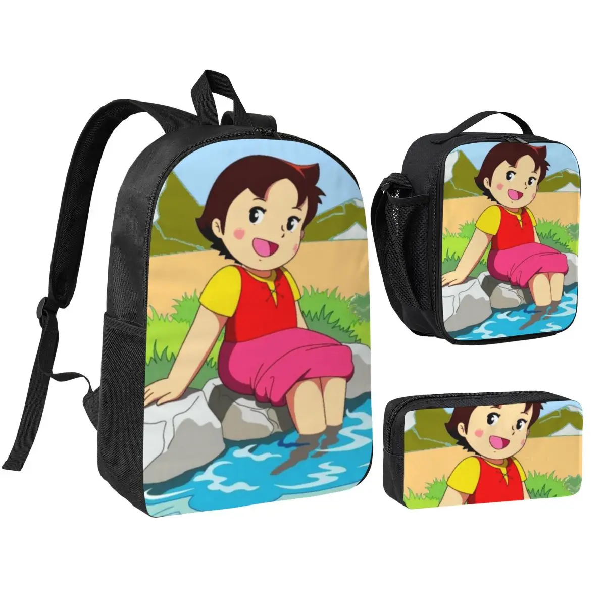 Heidi Feet In The Water Backpack Student Boys Girls BookBag School Bag Laptop Shoulder Bags 3ps Insulated Lunch Bag Pencil Case