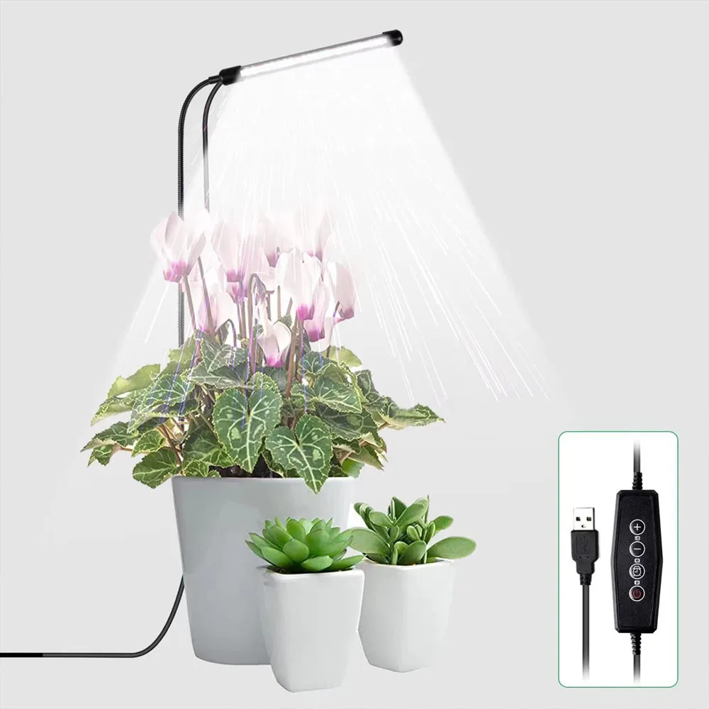 Usb led planta crescer lâmpada casa espectro completo inserido no chão lâmpada de crescimento usb cronometragem 48led imitação sol carnudo