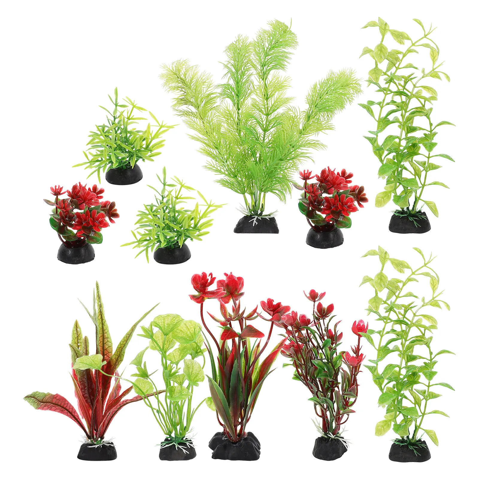 11Pcs Fake Aquarium Plants Realistic Fish Tank Decorations Plastic Artificial Plants for Aquarium Decor Fish Tank Fake Plant