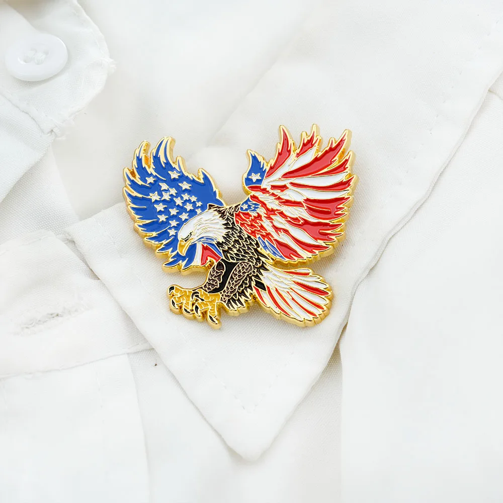Weißkopfseeadler Amerikanische Flagge Emaille-Brosche USA Patriot Unabhängigkeitstag Feier Anstecknadel Nationaler Stolz Abzeichen Schmuck Geschenk – Detail 5