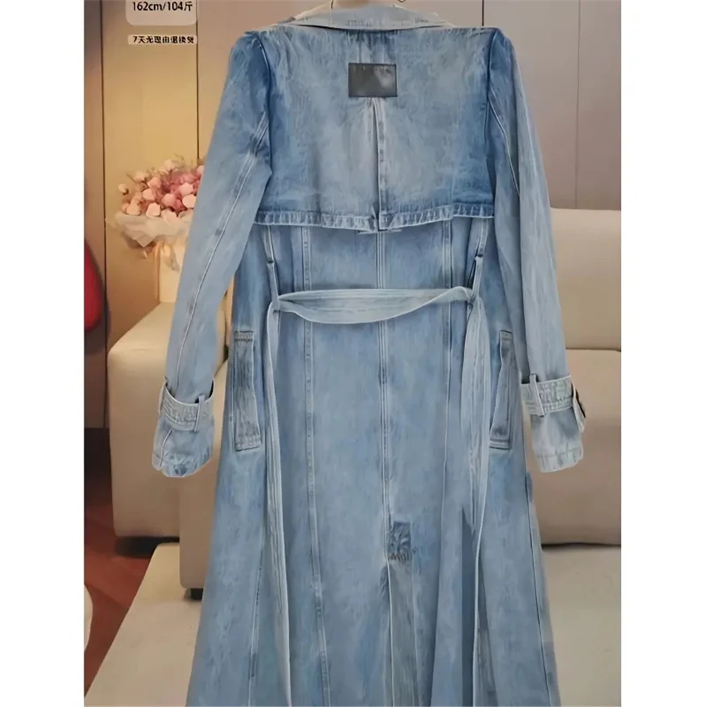 Denim Women'S 2024 Spring And Autumn New Trend Personalized Retro High Fitting Long Trench Coat