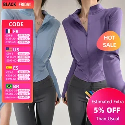 2024 Sun Quick Drying Sports Coat Women's Tight Top Yoga Jacket Long Sleeve Zipper Jacket Running Fitness Women's Jacket S-3XL