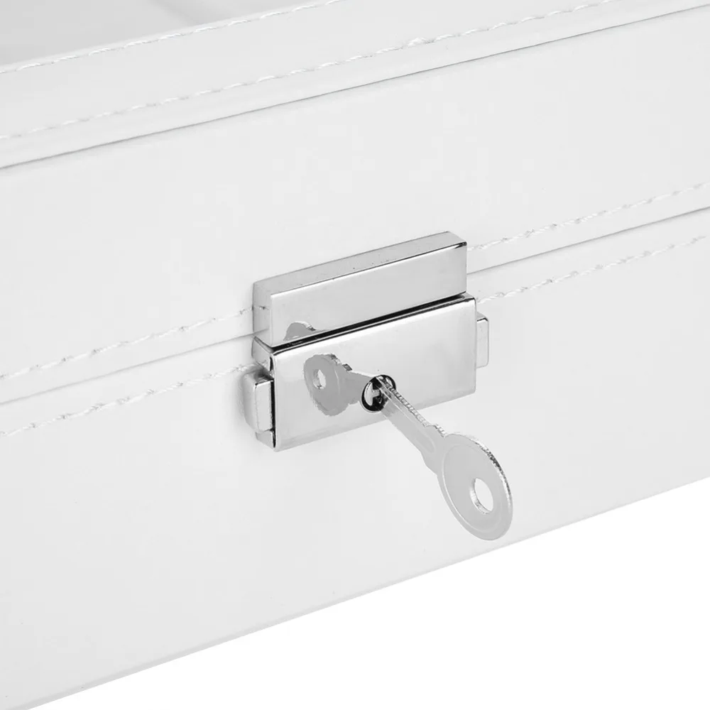 12 Slots Watch Box Leather Surface White Watch Display Wooden Frame High-grade Ornament Organizer Home Organization