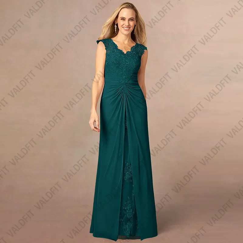 

Customized Long Green Sheath Mother of the Bride Dresses V Neckline Wedding Party Dress vestidos de fiestas elegantes mujer boda