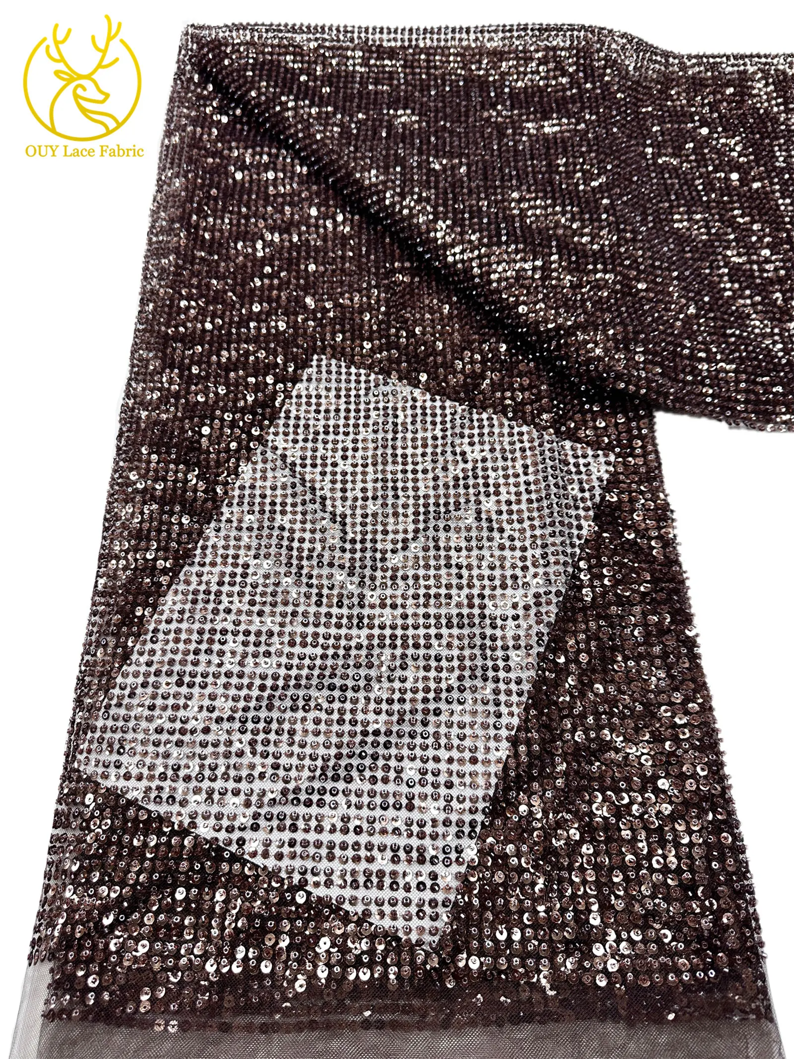 Eleganter französischer Mesh-Tüll-Spitzenstoff 2026 Nigerianischer vollständig perlenbesetzter runder Pailletten-Spitzenstoff für luxuriöse Abendkleider und Hochzeitsfeiern – Detail 25