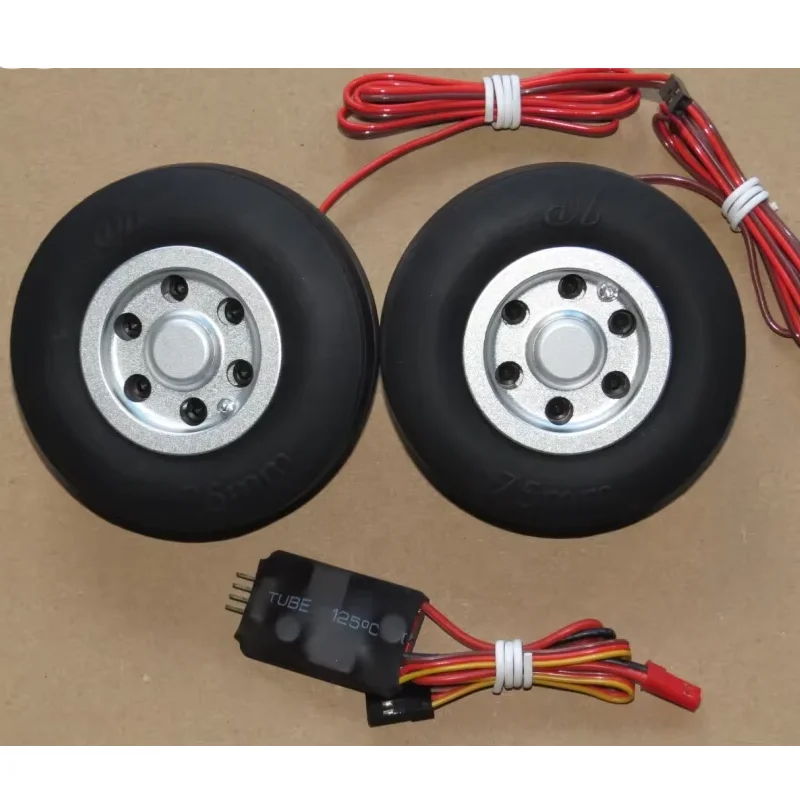 Frein électrique JP avec 2 roues et contrôleur, roue de frein 70mm/75mm pour train d'atterrissage de modèle d'avion à voilure fixe RC