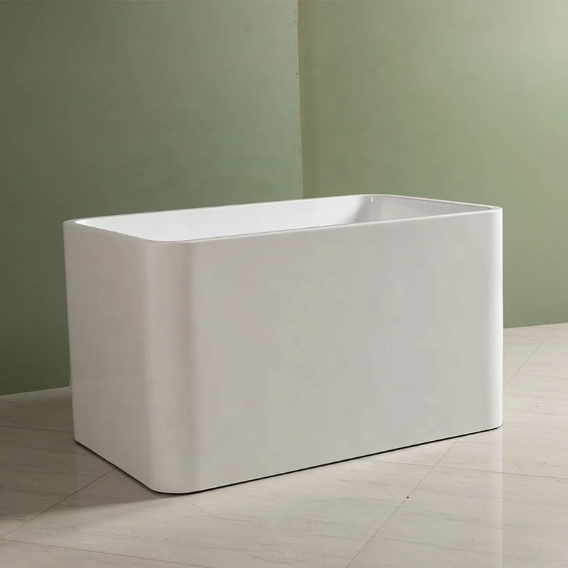 Small Rectangle Acrylic Freestanding Soaking Bathtub Modern Contemporary Factory Direct with Drain & Overflow for Bathroom Use