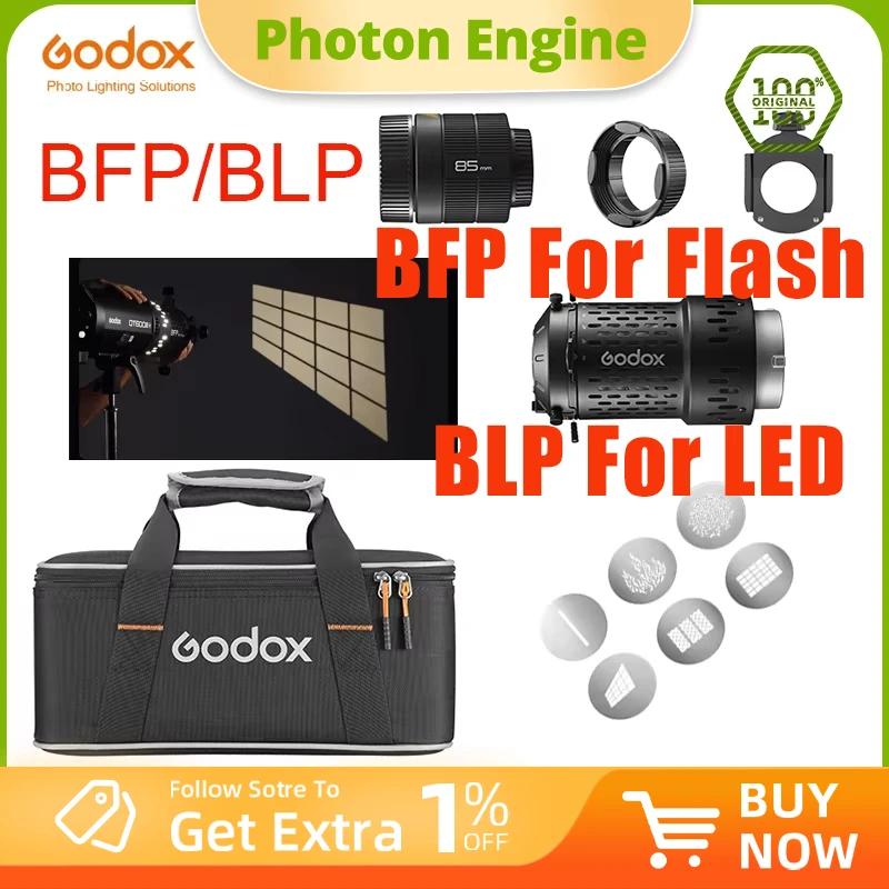 Image of Godox BLP BFP LED-Projektionsaufsatz, Fotografie-Lichtkondensator, Bowens Mount Art Special Effects, geformter Strahllichtzylinder