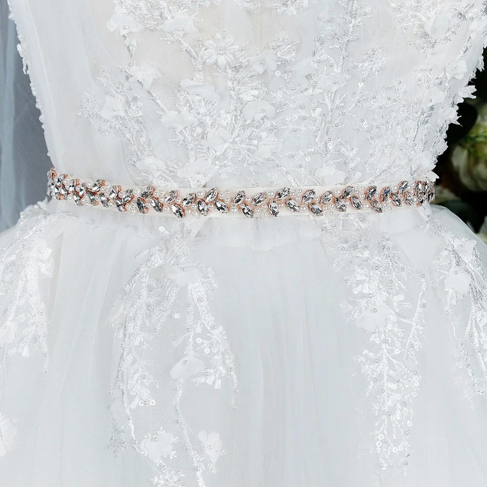 Handmade Rhinestone Flower Belts for Women Accessories Party Prom Bridal Wedding Dress Belt Strass Bride Sash Bridesmaid Gift image 3