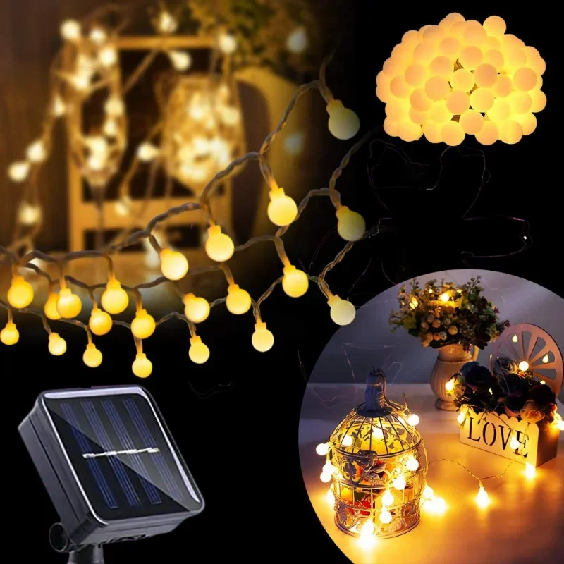 Solar Ball Light Waterproof LED Solar Fairy Lights Outdoor Solar String Light for Garden Yard Home Party Christmas Wedding Decor