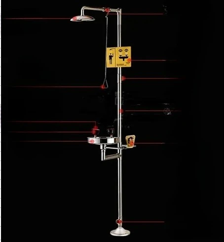 

Laboratory all stainless steel combined floor-to-ceiling emergency shower eyewash