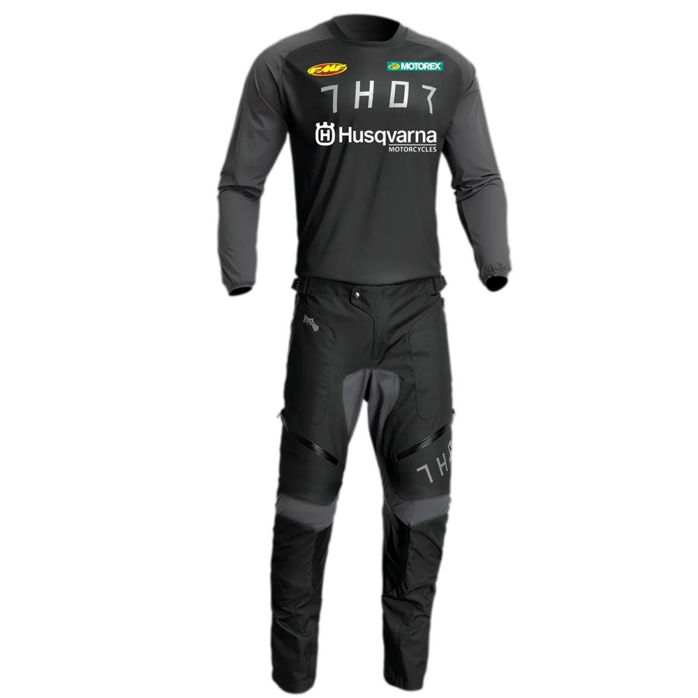 Husqvarna Off-Road conjunto de engrenagens da motocicleta, Top Enduro Motocross Combos, Black Moto Jersey e Calça, Kit, 2024.06