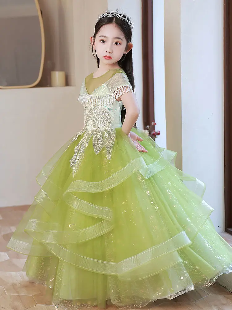 Robe de soirée pour enfants, tenue de bal, de spectacle, de fête, d'anniversaire, de mariage, sexy, à fleurs