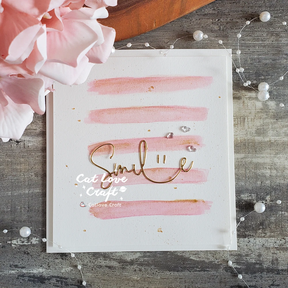 Catlove ابتسامة كلمة المعادن قطع يموت سكرابوكينغ قالب سكين Stencil يموت قطع بطاقة صنع Craft بها بنفسك الحرفية النقش جديد يموت ل