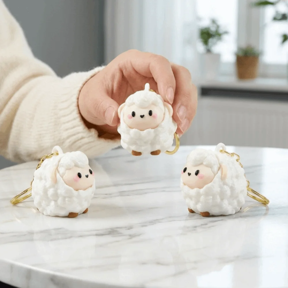 Creative 3D Printed Sheep Fidget Clicker Cute Eco Friendly Cartoon Lamb Bag Charm Plastic Fidget Clicker Charm Children