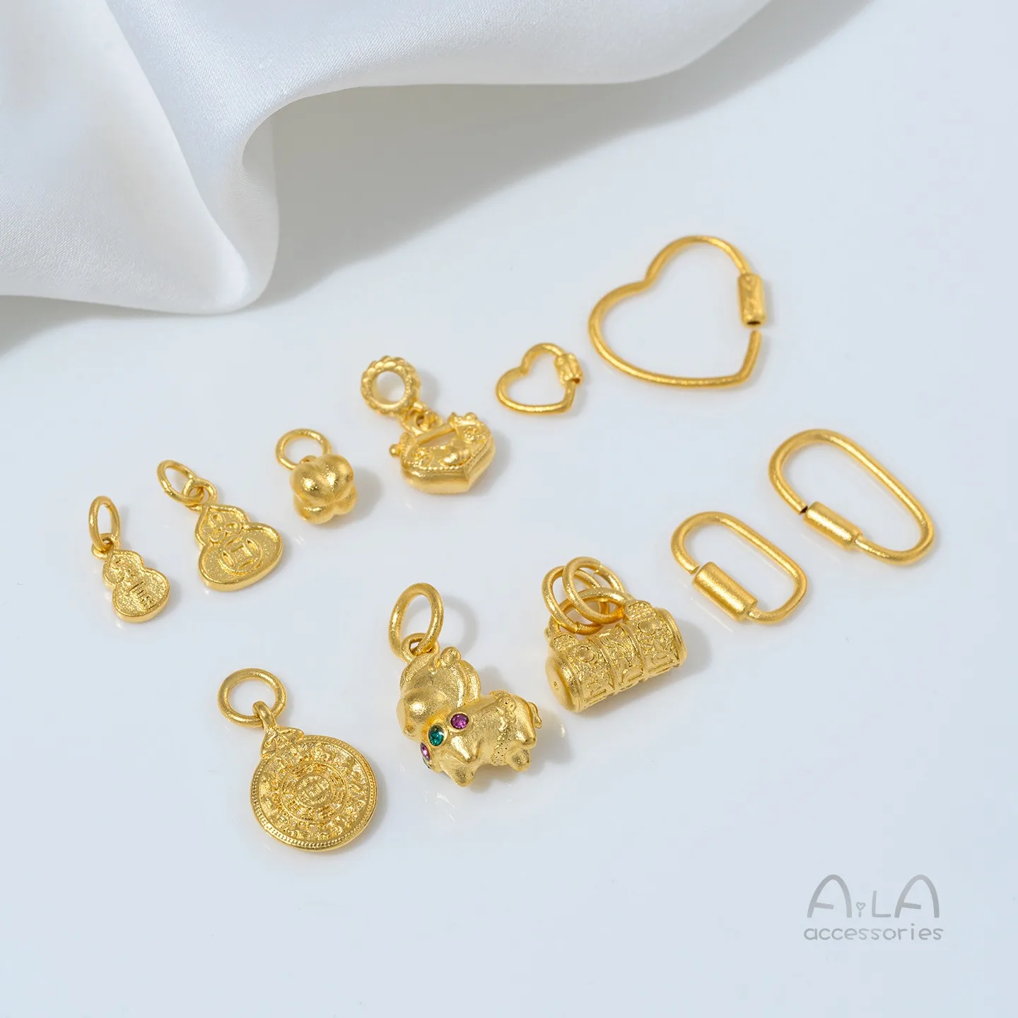 

Позолоченный медный кулон в форме тыквы-хурмы с 24-каратным золотом, ручной работы, для браслетов и ожерелий, аксессуары для ювелирных изделий из песочного золота