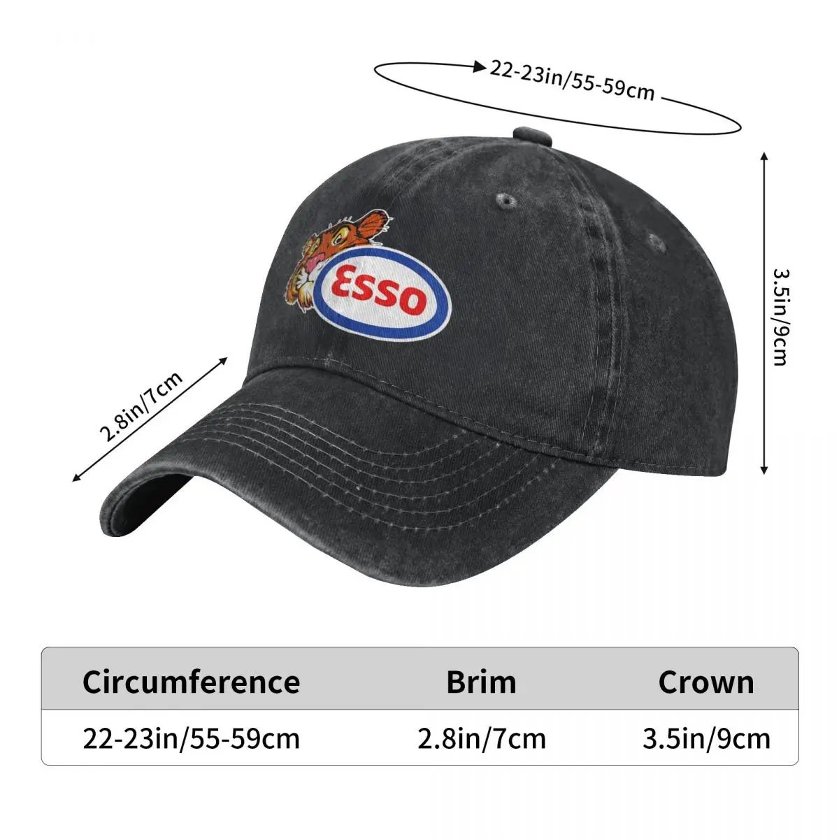 Essos Washed Baseball Cap gasoline Stylish Trucker Hat Summer Unisex Men Hiking Fishing Sun-Proof Baseball Caps