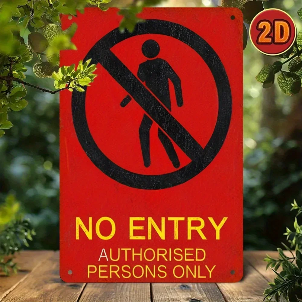 Vintage Metal Wall Mount Sign, 'No Entry Authorized Only', Durable Decor for Cafe, Restaurant, Home, Garden, or Bar.