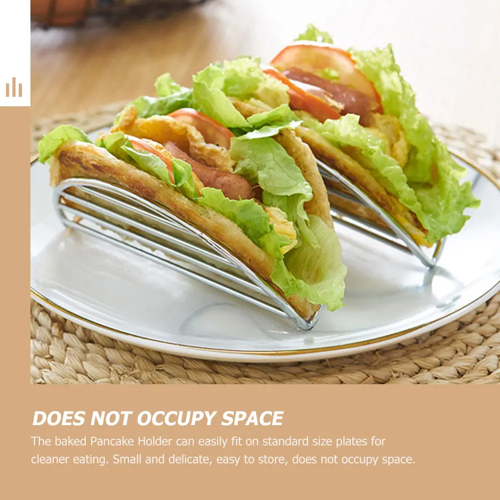 

3pcs Stainless Steel Pancake Stand Burrito Taco Holder Silver Tray Hot Dog Tacos Tortillas Kitchen Hotel Safe Premium