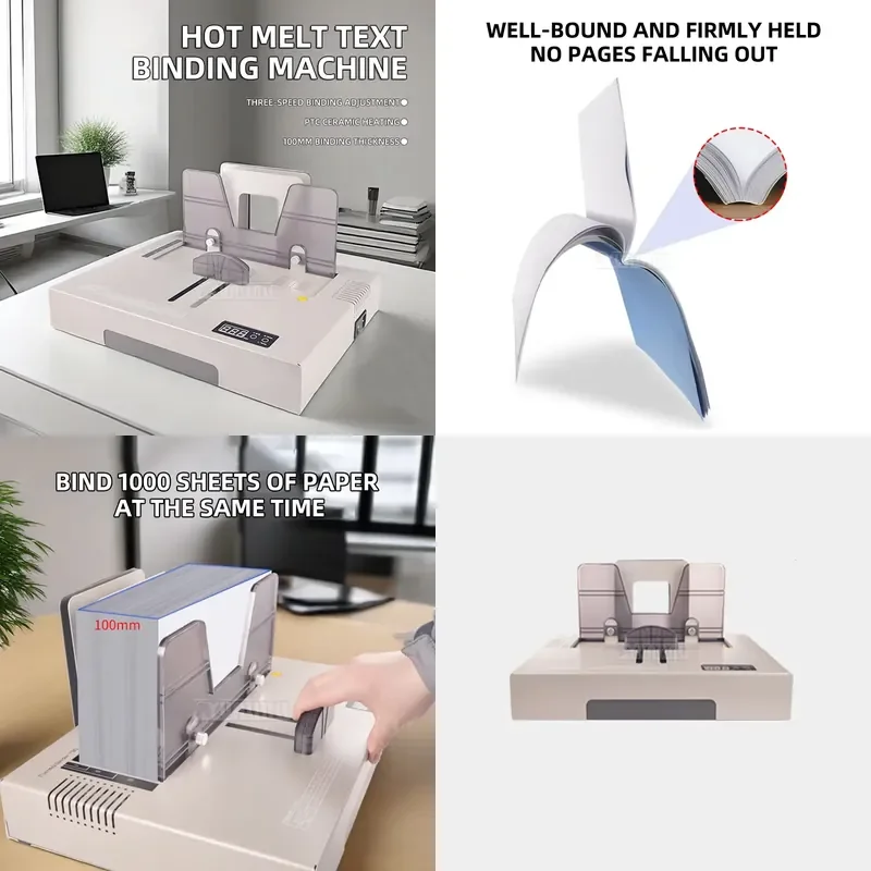 for U-T90 Professional Thermal Glue Binder 1000 Sheets Capacity Auto Hot Melt Book Binding Machine for Contracts Documents
