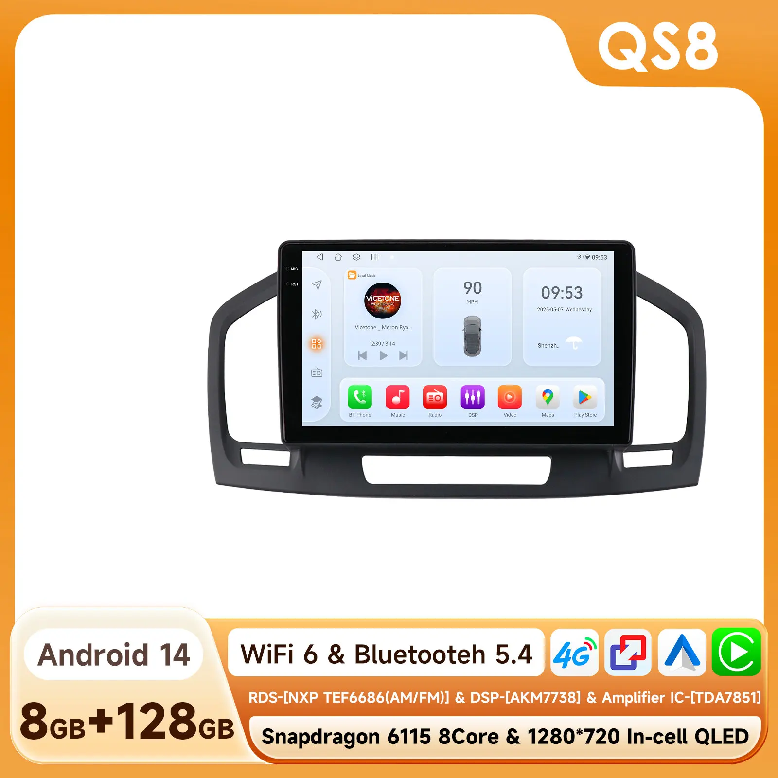 Hizpo AI Auto Touchscreen Radio voor Buick Regal Opel Insignia 2009 - 2013 Multimedia Speler Draadloze CarPlay Android Auto BT 4G