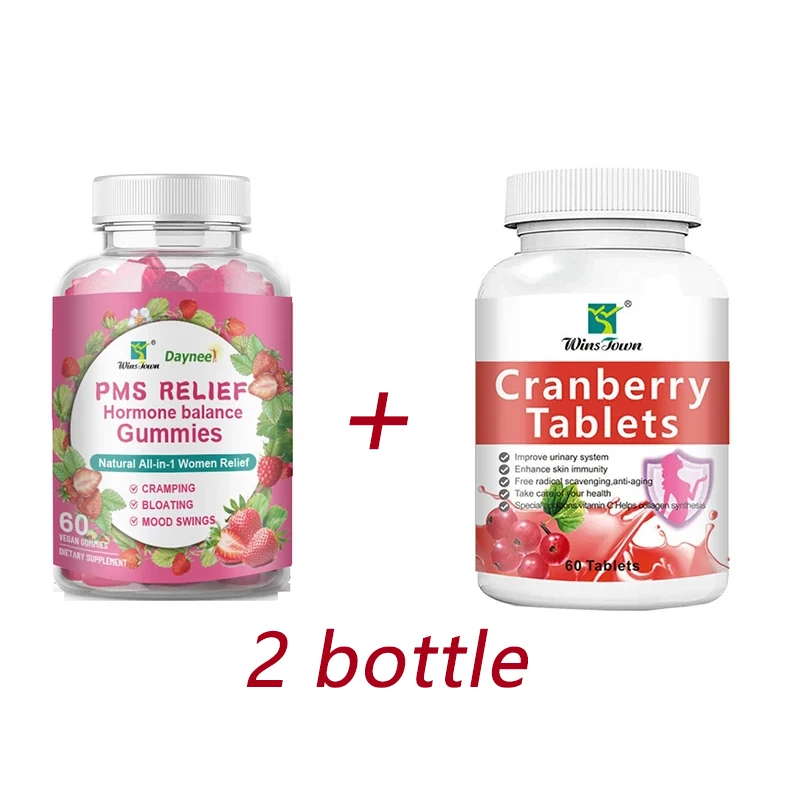 

1 bottle of cranberry slices anti-aging and whitening tablets+soothing hormone balance gummies natural all-in-one for women